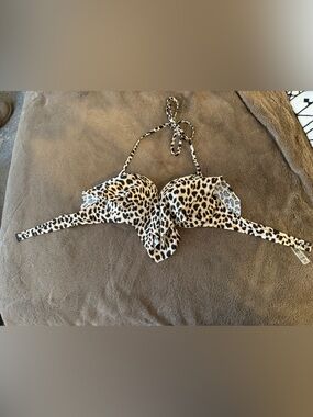 PINK Victoria's Secret Leopard Print push up Bikini Top - Black & Tan